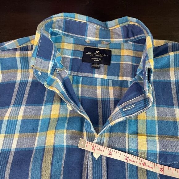 Slim Fit plaid Linen Blend Button Down Shirt - Picture 6 of 6